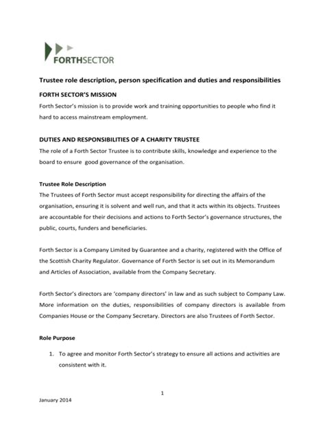 Sample trustee role descriptions .